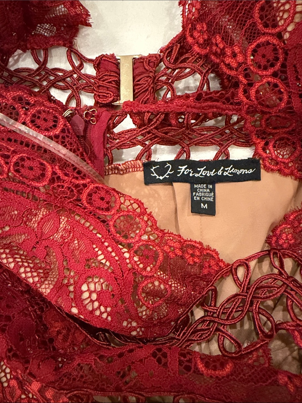 For Love & Lemons Red Lace Mini Dress - Picture 3 of 3